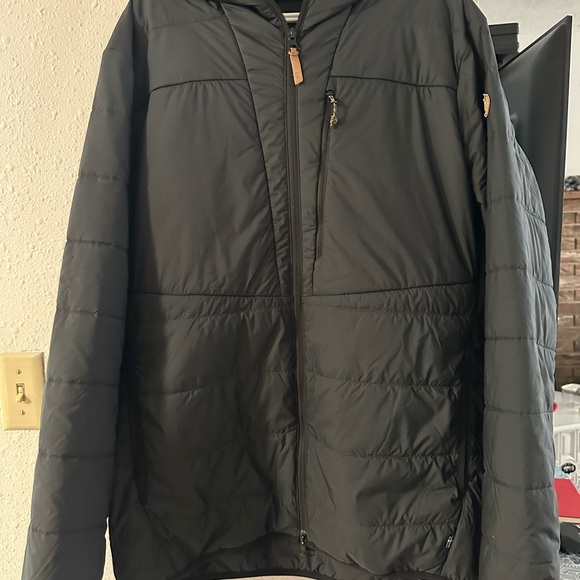 Fjällräven Keb Padded Hoodie For Men - Insulated G-Loft Supreme, Deep Forest Color, Stretch Polyester For Hiking & Outdoor